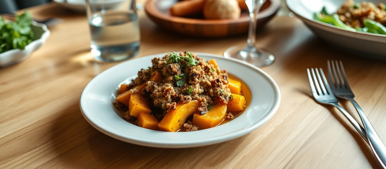 Cajun Roasted Butternut Squash with Spicy Pecan Crumble