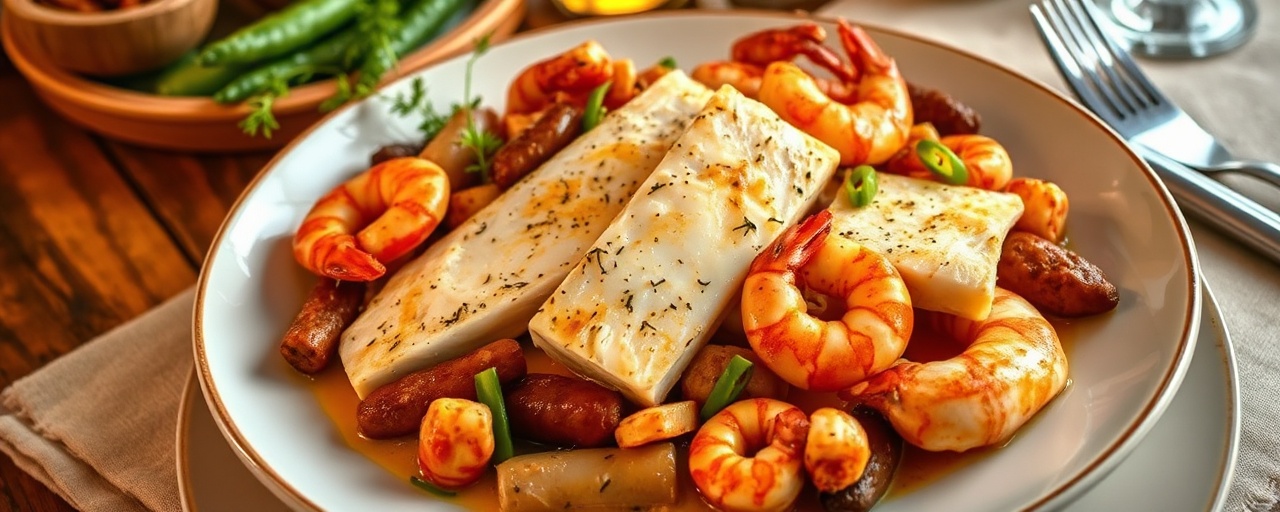Cajun Saffron Steamed Fish and Shrimp Medley