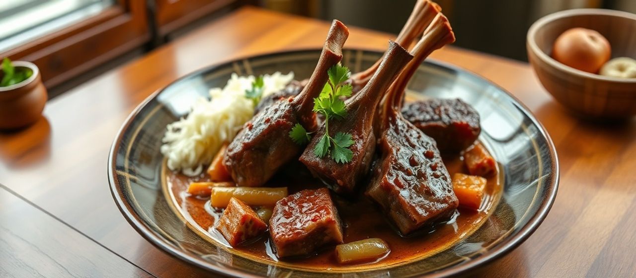 Cambodian Harissa-Spiced Braised Lamb Shanks