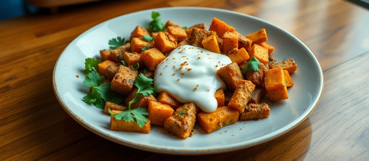 Camote Frito con Crema Chipotle y Especias