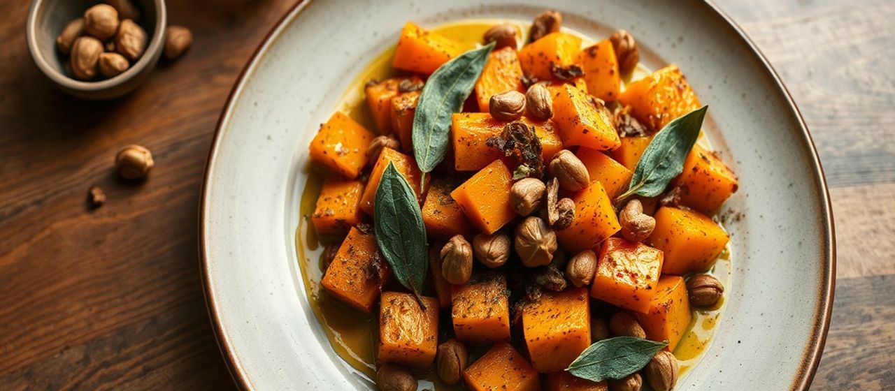 Cardamom-Kissed Roasted Butternut Squash with Sage and Toasted Hazelnuts