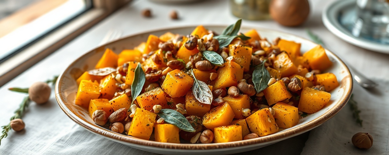 Cardamom-Kissed Roasted Butternut Squash with Sage and Toasted Hazelnuts