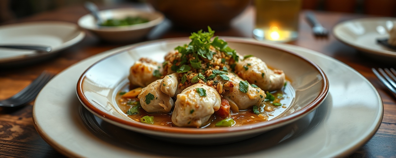Cardamom-Lime Steamed Chicken with Coconut Callaloo