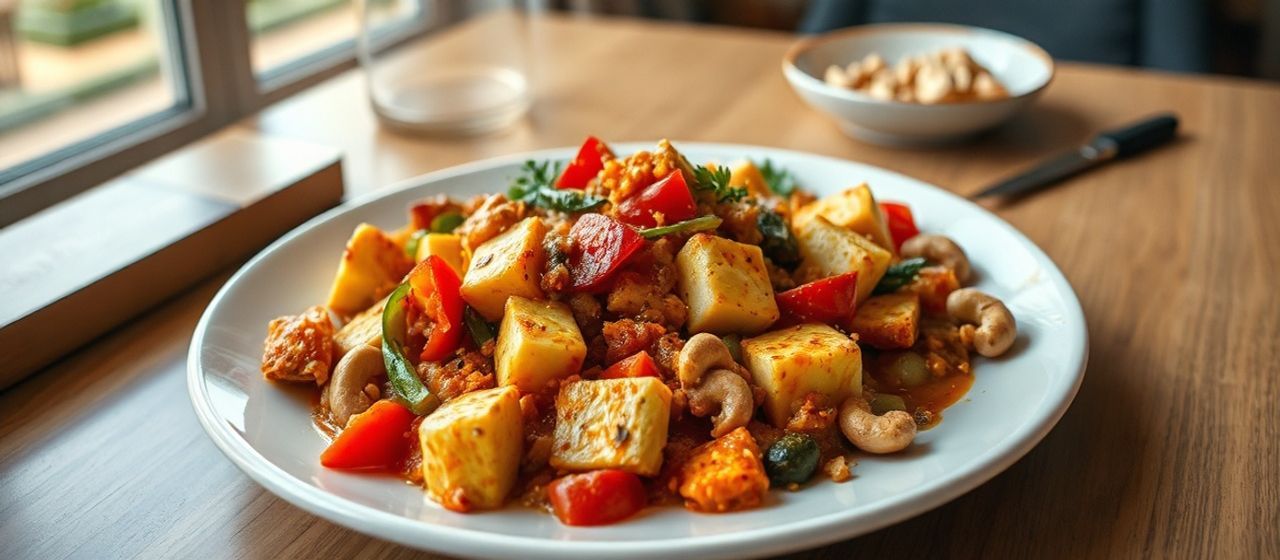 Cashew Paneer and Bell Pepper Stir-Fry