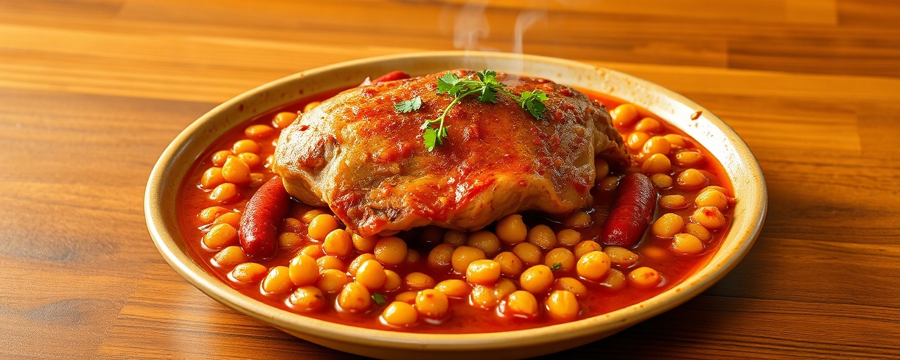 Cazuela de Cerdo y Gochujang con Garbanzos
