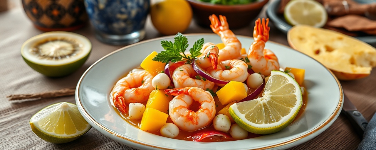 Ceviche de Mango y Camarones