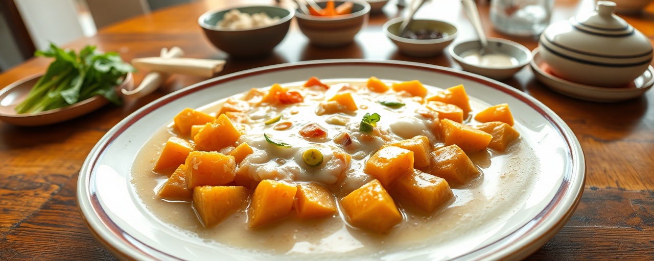 Chè Khoai Lang Gừng Dừa Poached