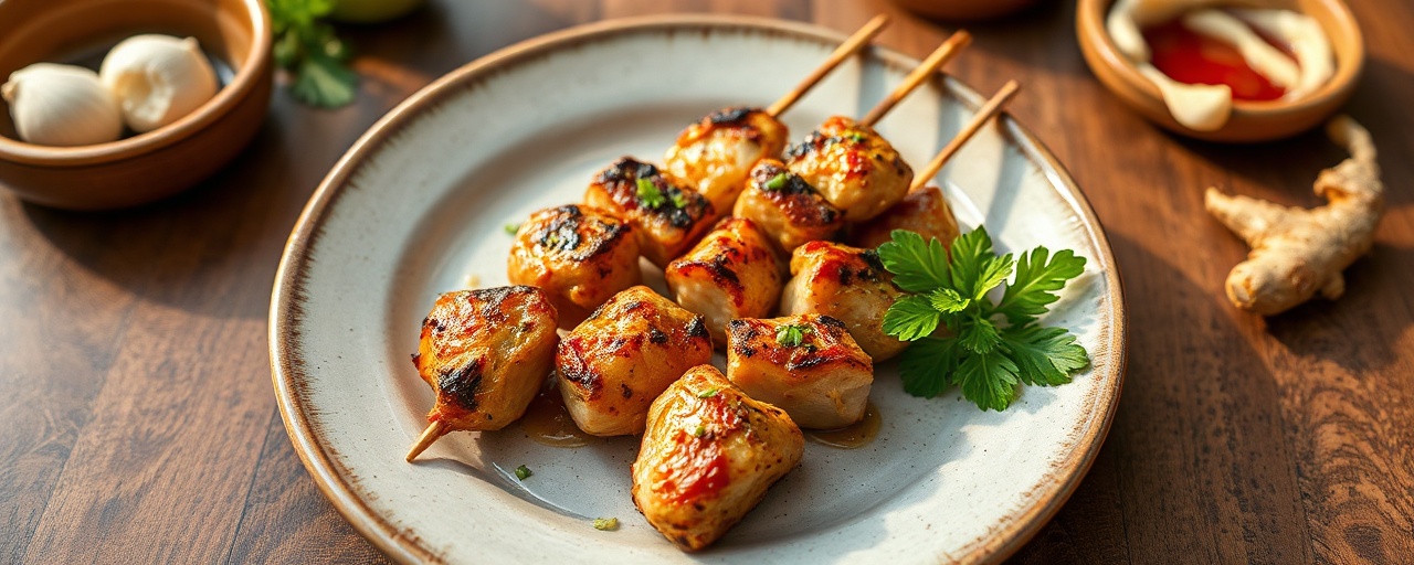 Charcoal-Grilled Cantonese Galangal Chicken Skewers