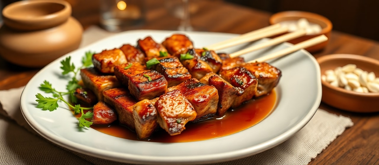 Charcoal-Grilled Chinese Galangal Pork Skewers