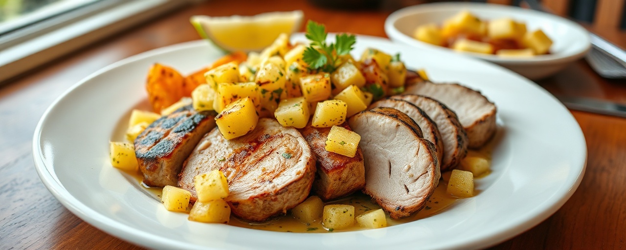Charcoal-Grilled Coconut-Lime Pork Tenderloin with Grilled Pineapple Salsa