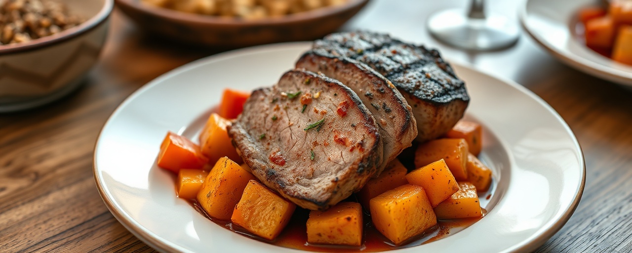 Charcoal-Grilled Hungarian Paprika Pork and Sweet Potato Medallions