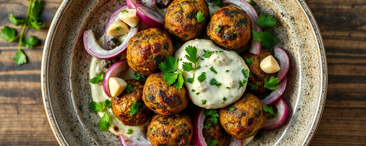 Charcoal-Grilled Jackfruit Kofta with Herbed Tahini