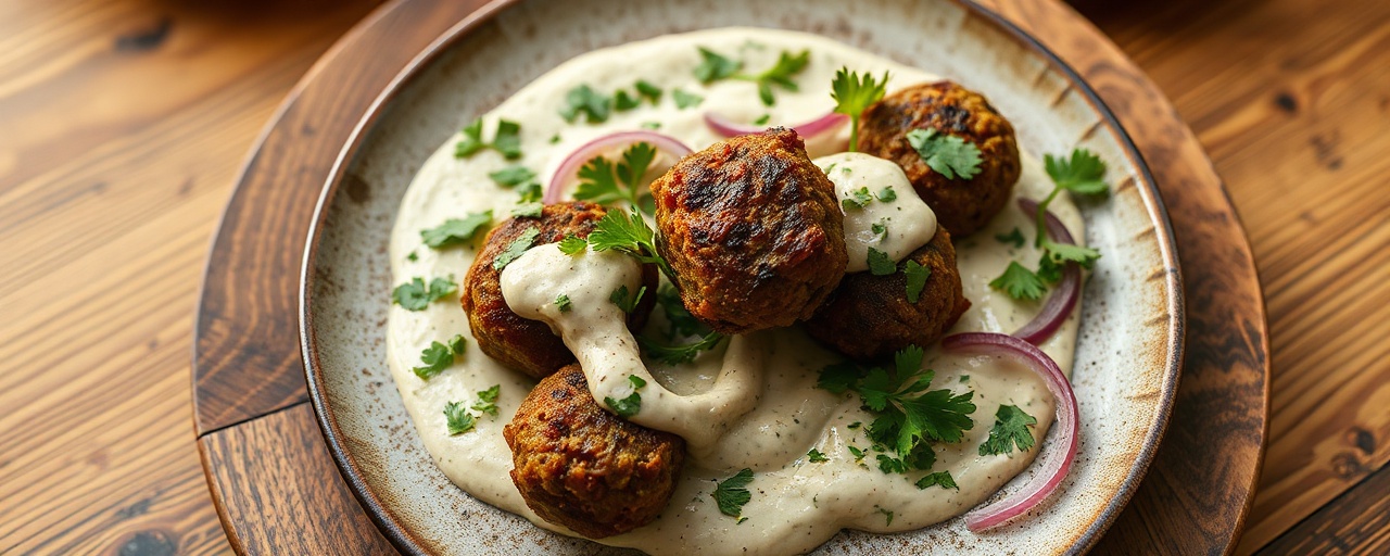 Charcoal-Grilled Jackfruit Kofta with Herbed Tahini