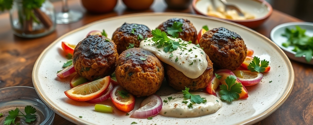 Charcoal-Grilled Jackfruit Kofta with Herbed Tahini