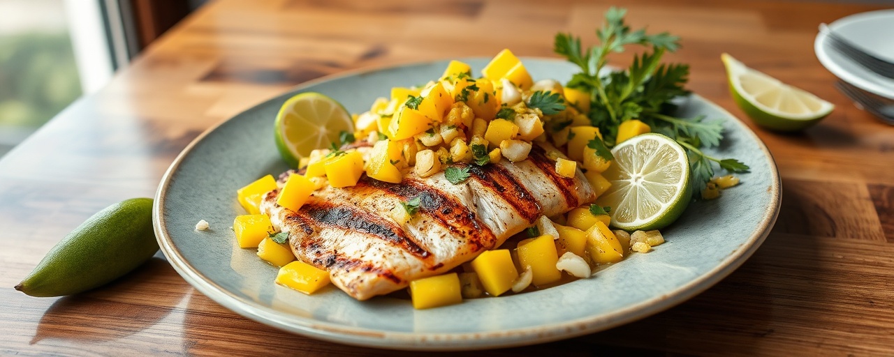 Charcoal-Grilled Lemongrass-Lime Snapper with Mango Salsa