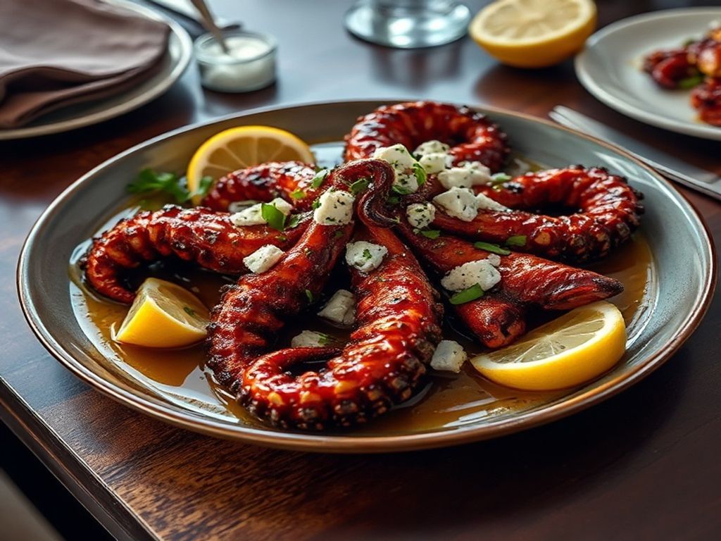 Charcoal-Grilled Mediterranean Octopus with Herbed Feta Salad