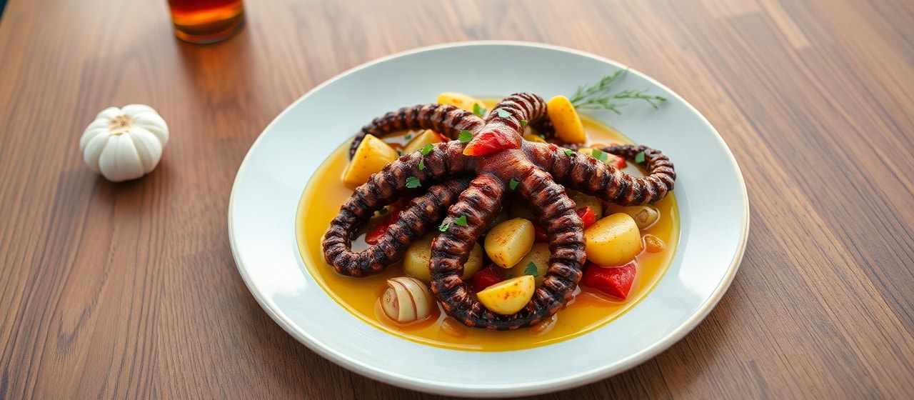 Charcoal-Grilled Octopus with Smoked Paprika and Dill-Pickle Potato Salad