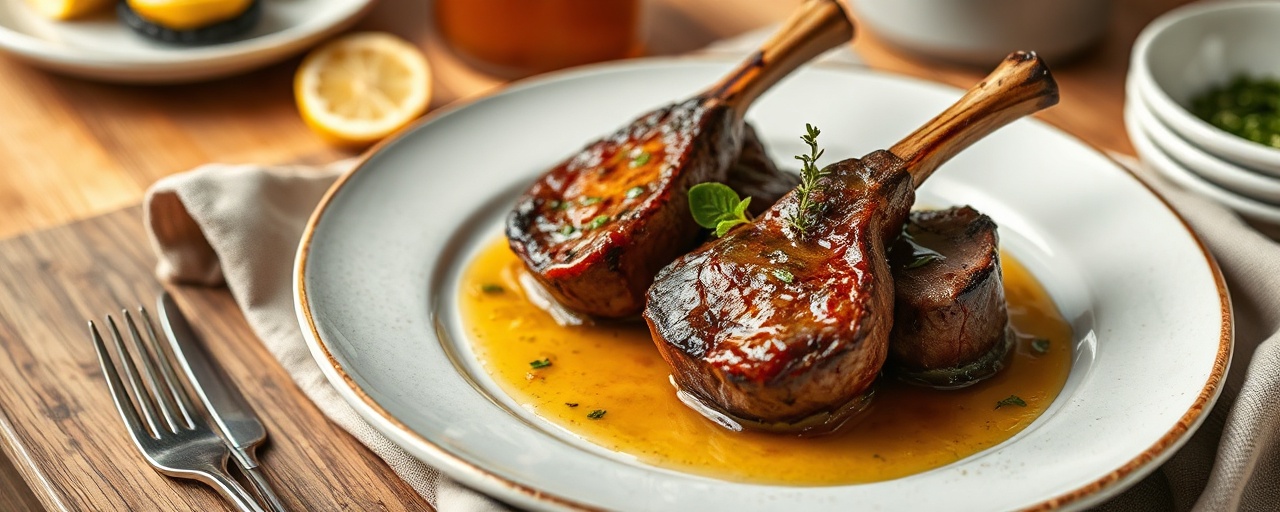 Charcoal-Grilled Scottish Lamb Chops with Preserved Lemon & Heather Honey Glaze