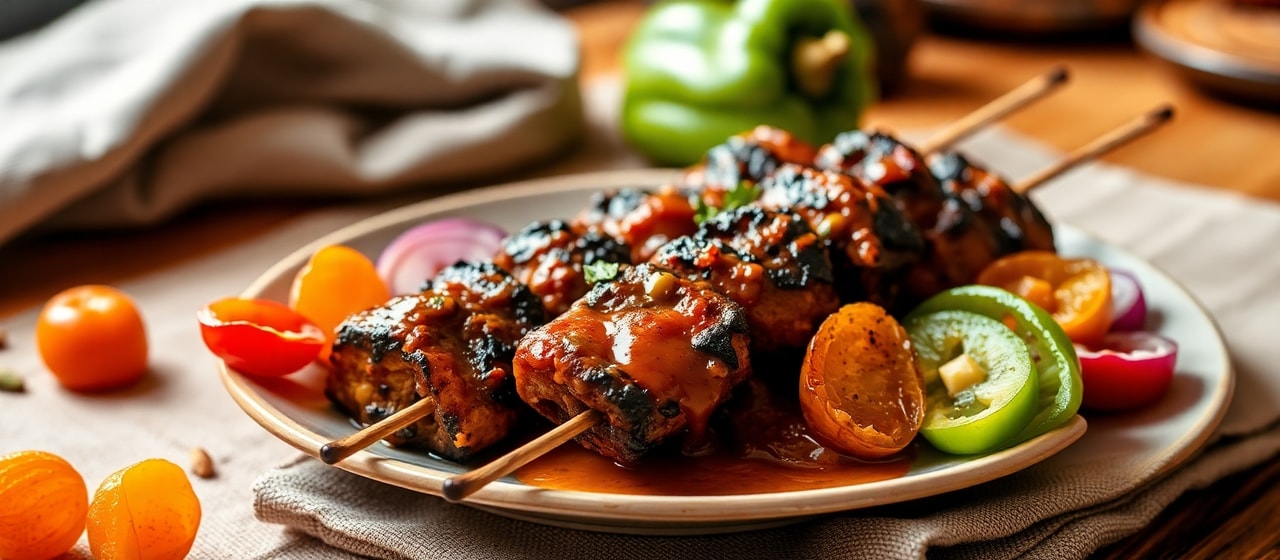 Charcoal-Grilled Seitan Sosaties with Apricot Glaze
