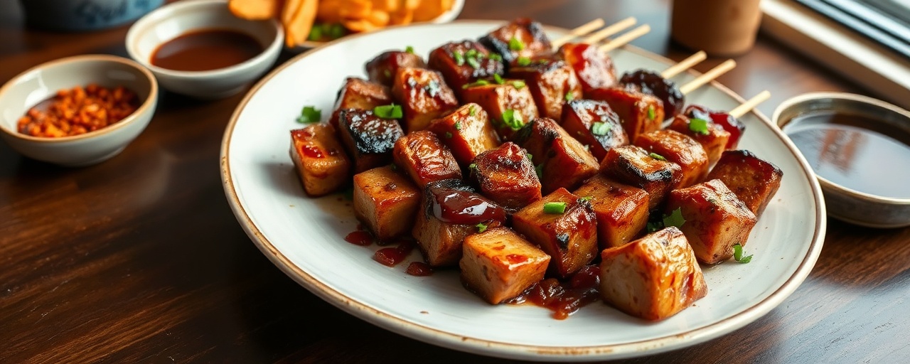 Charcoal-Grilled Smoky Chipotle Pork Skewers with Five-Spice Glaze