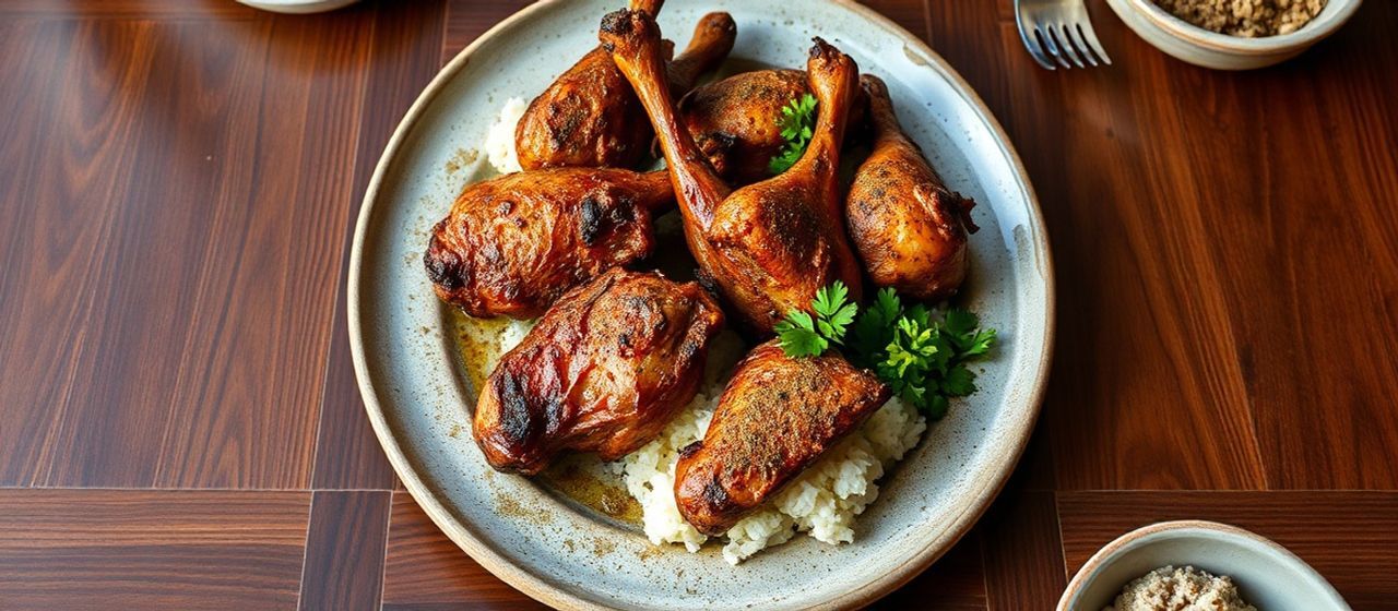 Charcoal-Grilled Sri Lankan Spice-Crusted Duck and Chicken