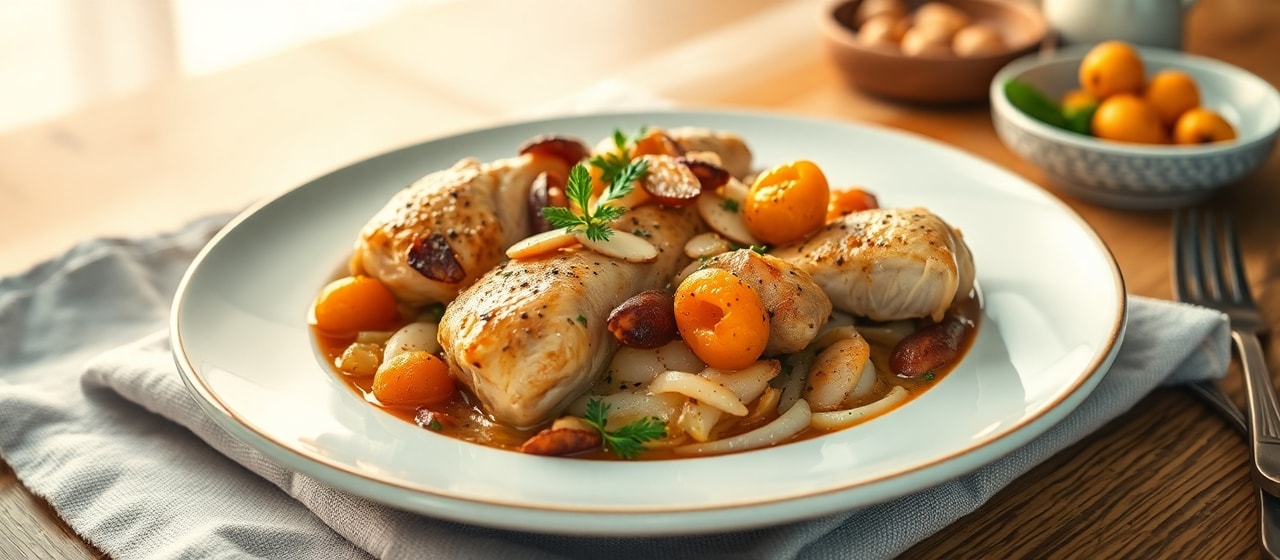 Chicken Tagine with Apricots and Almonds
