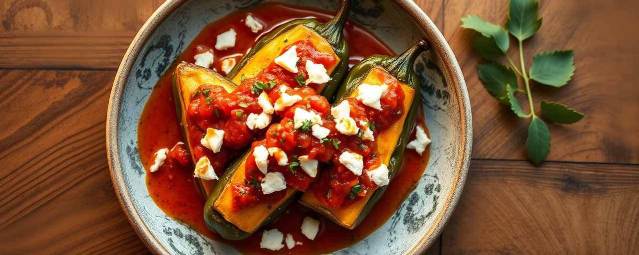 Chiles Rellenos de Plátano Macho con Salsa Roja Picante