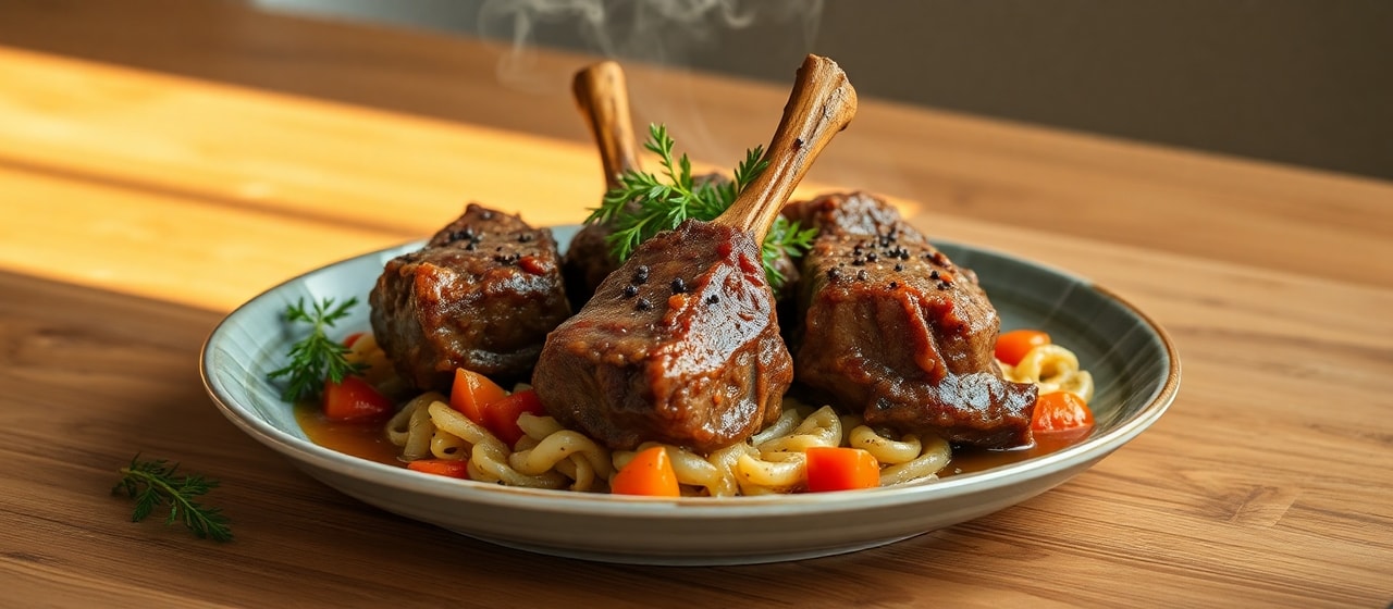Chipotle-Kissed Braised Lamb Shanks with Mediterranean Herbs