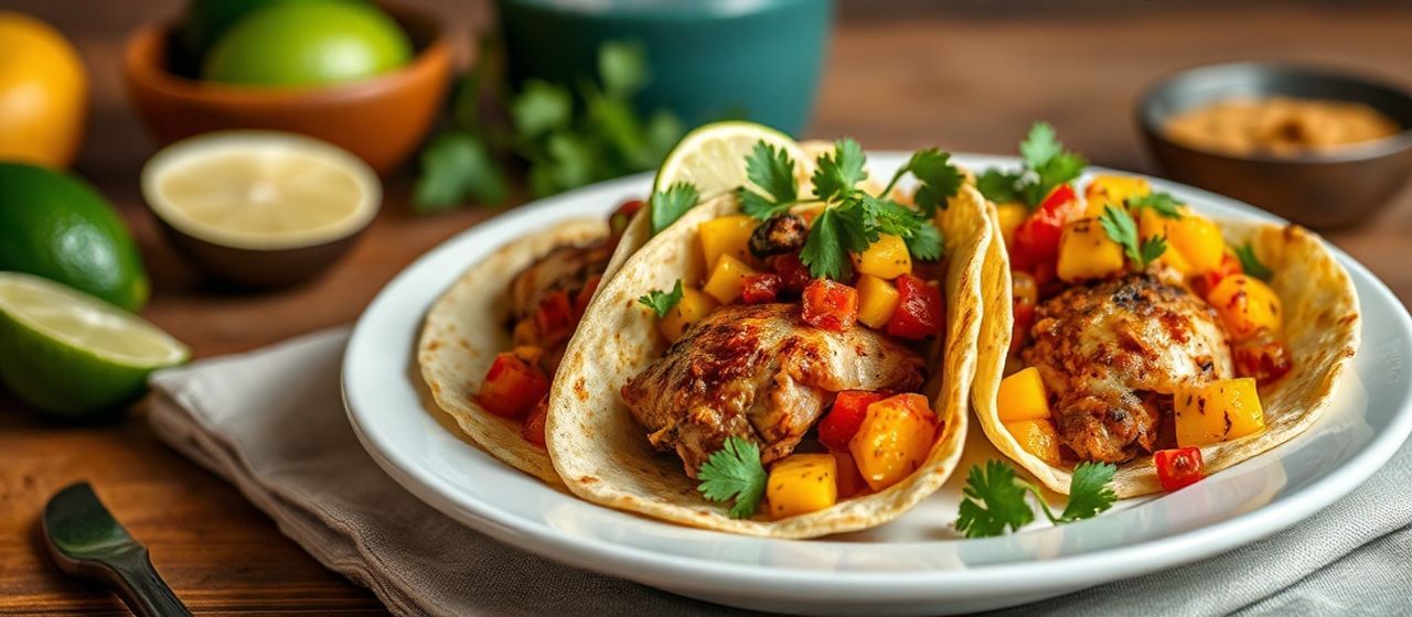 Chipotle Lime Chicken Tacos with Mango Salsa