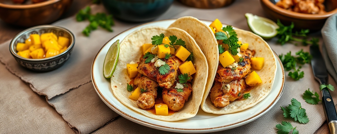 Chipotle Lime Chicken Tacos with Mango Salsa