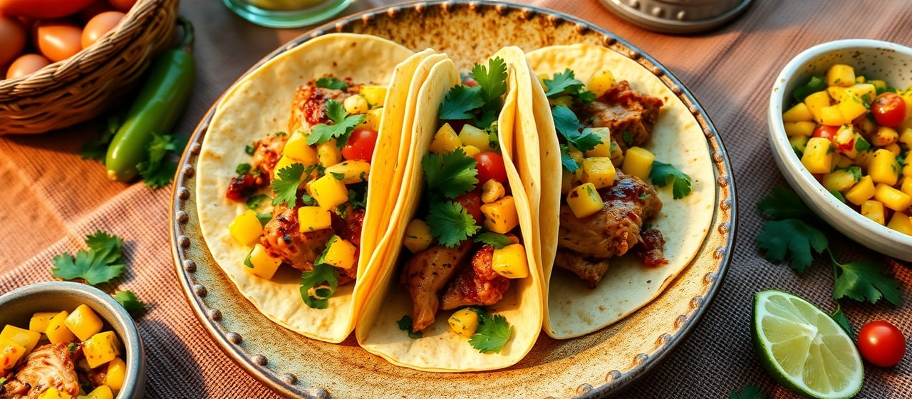 Chipotle Lime Chicken Tacos with Mango Salsa