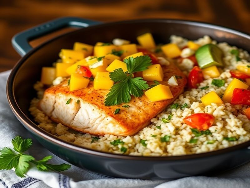 Chipotle Lime Salmon with Mango Salsa and Cilantro Rice