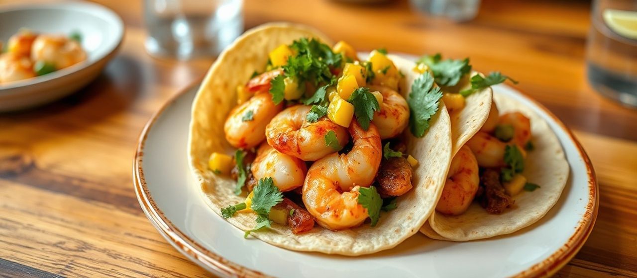 Chipotle Lime Shrimp Tacos with Mango Salsa