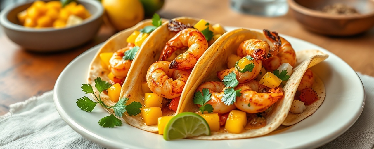 Chipotle Lime Shrimp Tacos with Mango Salsa