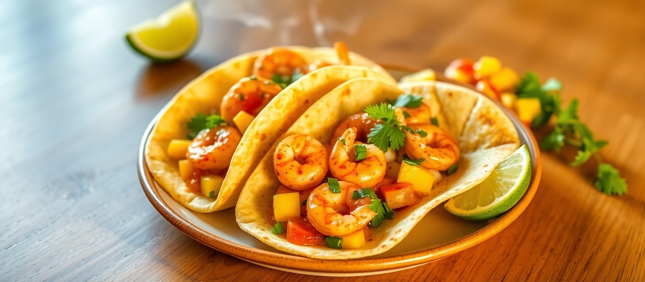 Chipotle Lime Shrimp Tacos with Mango Salsa