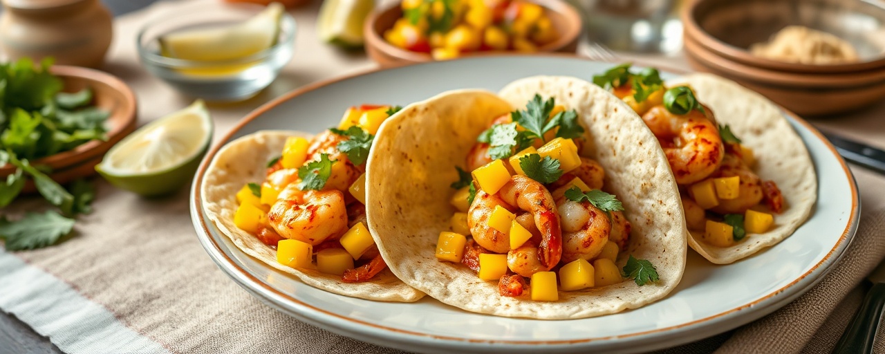 Chipotle Lime Shrimp Tacos with Mango Salsa