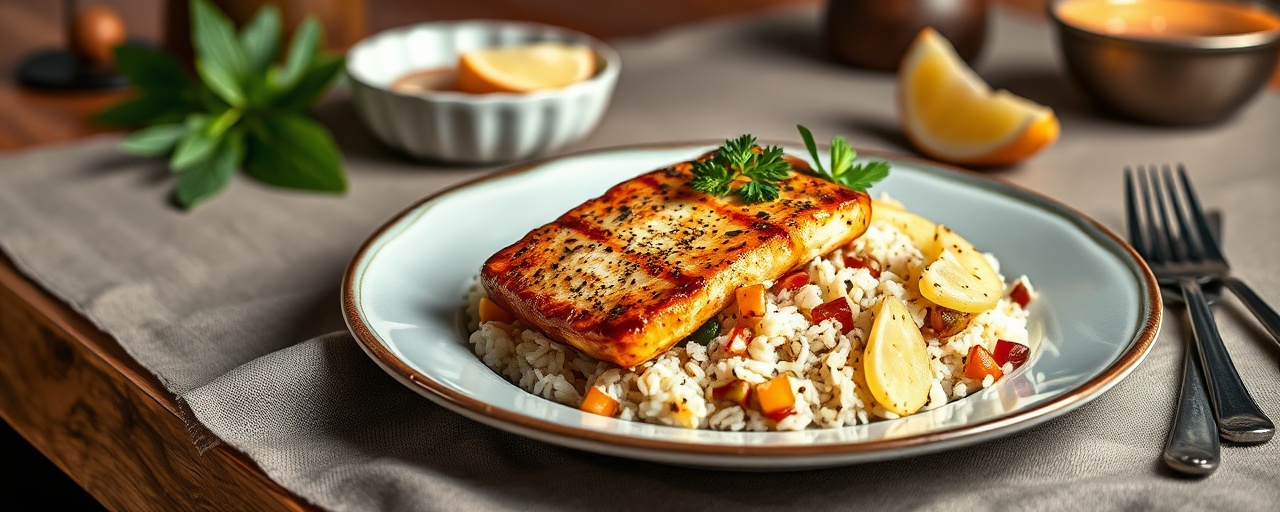 Chipotle Pineapple Glazed Mahi-Mahi with Coconut Forbidden Rice