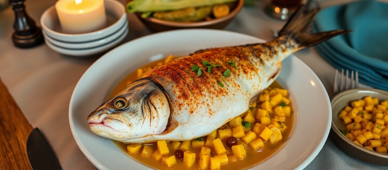 Chipotle-Rubbed Charcoal-Grilled Pompano with Smoked Corn Maque Choux