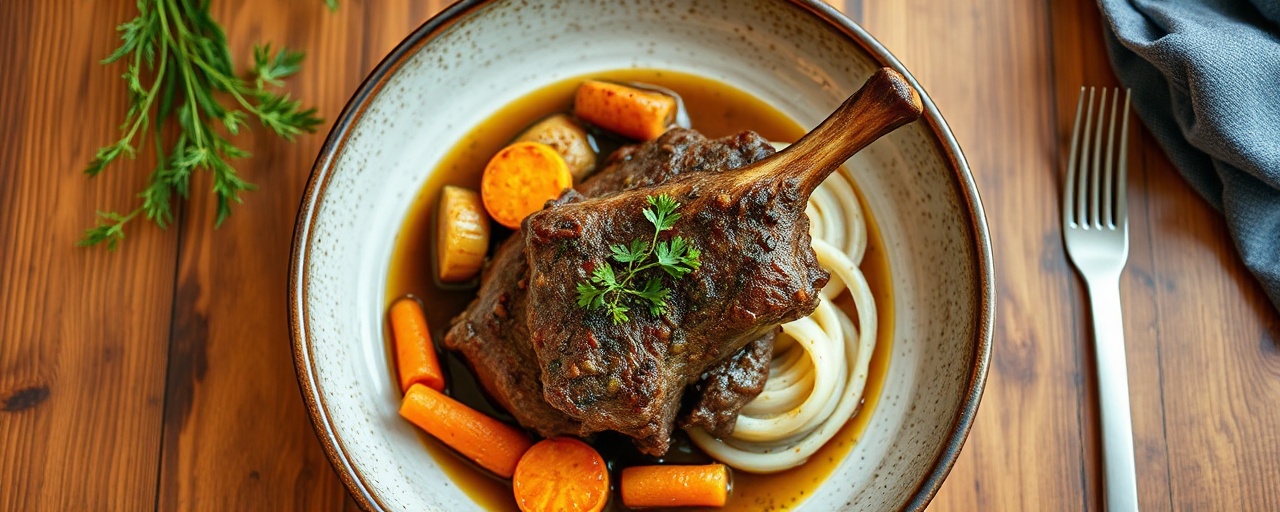 Clay-Pot Braised Scottish Lamb with Root Vegetables and Lemongrass Infusion