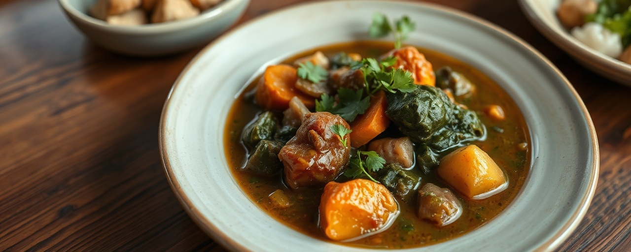 Clay Pot Seitan and Island Greens Stew