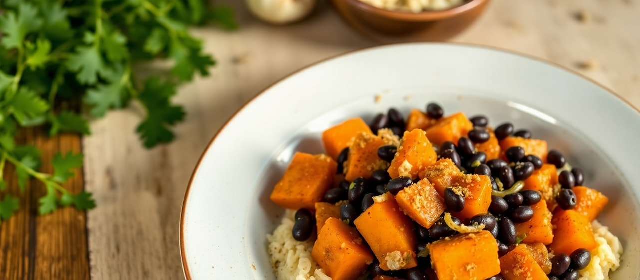Coconut-Braised Chipotle Sweet Potato and Black Beans