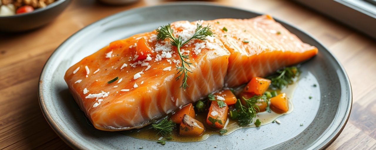 Coconut-Cured Arctic Salmon with Dill-Mustard Glaze