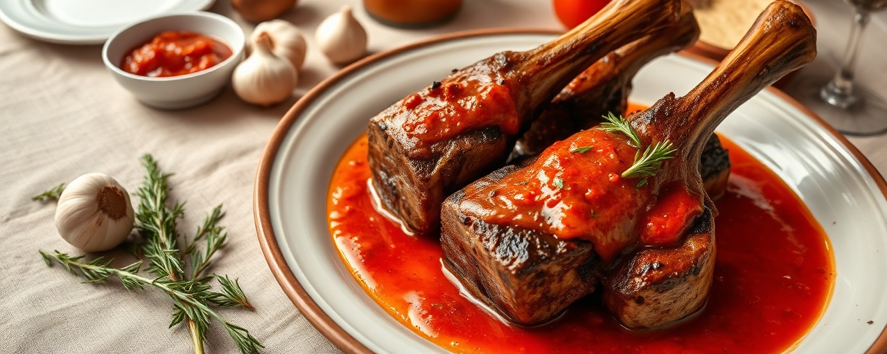 Cordero Asado a la Leña con Salsa Romesco