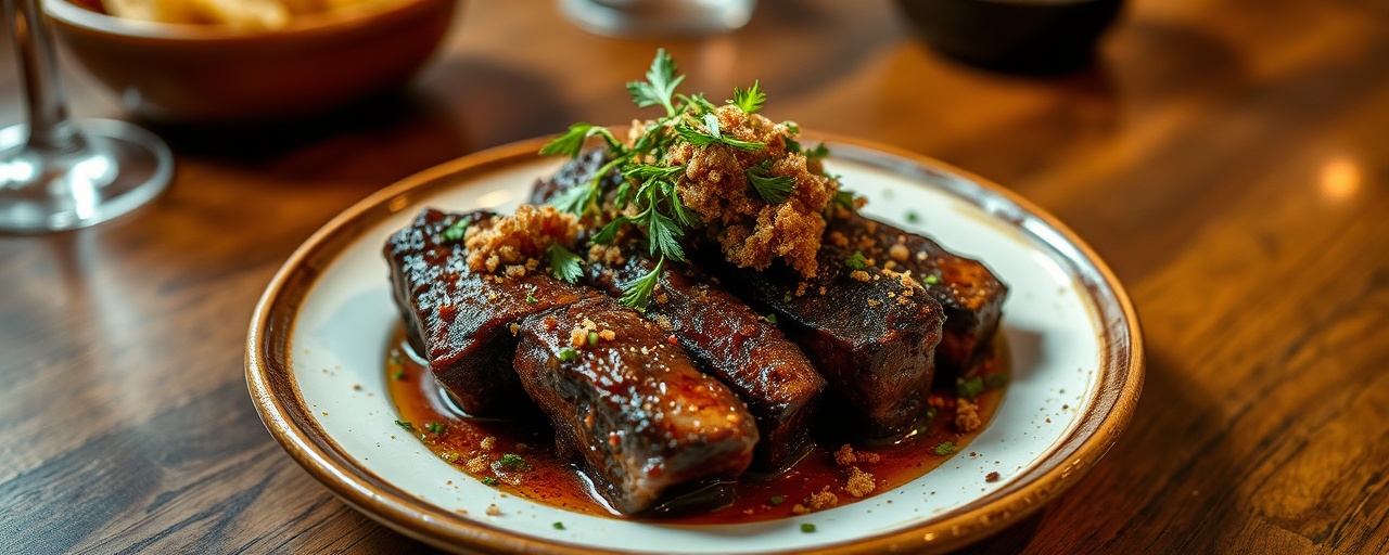 Costillas Curadas a la Colombiana con Hogao y Plátano Maduro