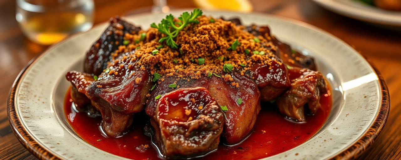 Costillas Curadas a la Colombiana con Hogao y Plátano Maduro