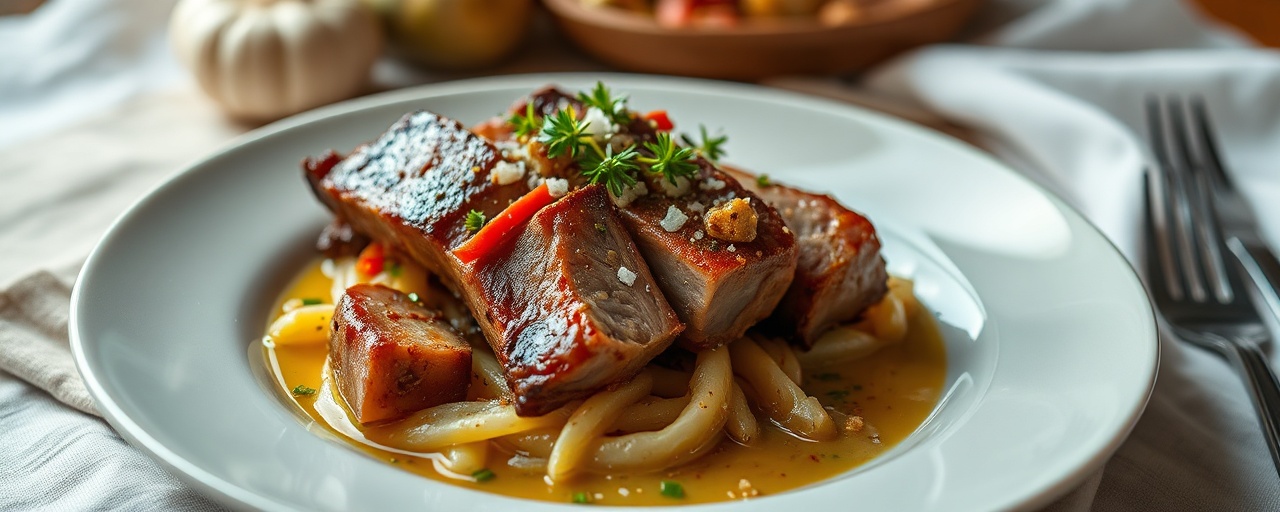 Costillas de Cerdo Sous-Vide con Glaseado de Lulo y Lemongrass