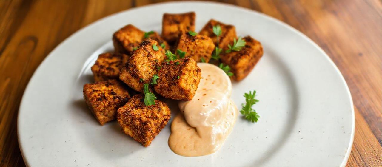 Crispy American Soul Tofu Bites with Zesty Chili Aioli