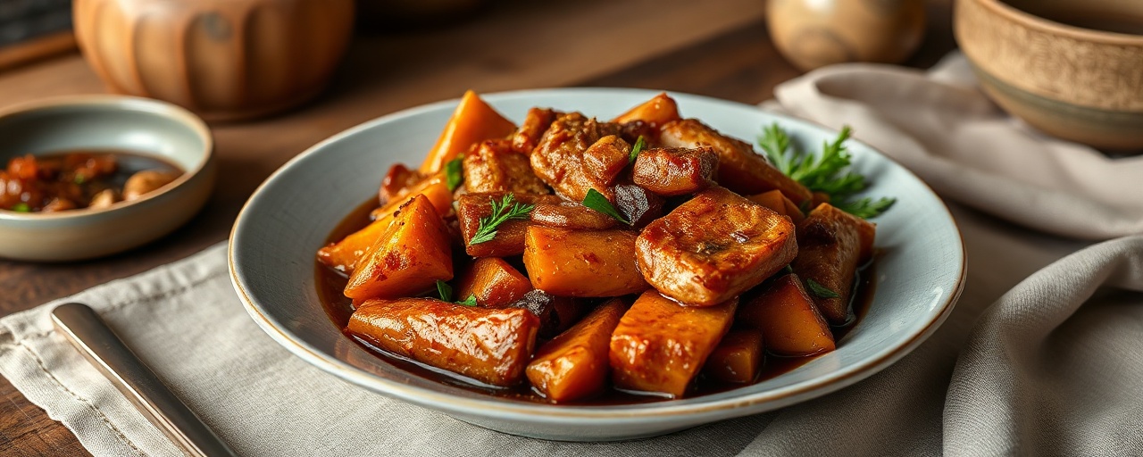 Crispy Kamote & Pork Adobo Stir-fry