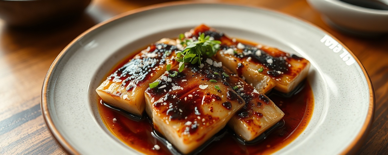 Cured Black Garlic-Soy Glazed Mackerel (Heuk Maneul Ganjang Godeungeo Sukseong)
