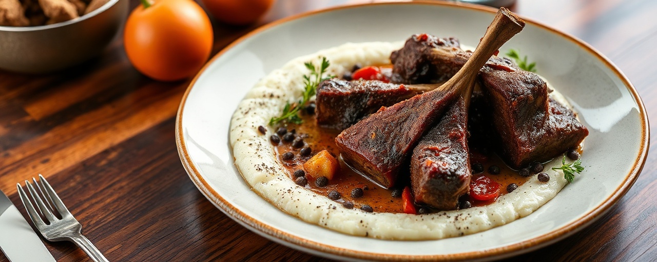 Cured Caribbean Spiced Lamb Shanks with Coconut Root Mash